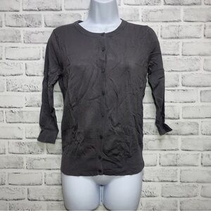 Susina Button Up Dark Gray Cardigan Small